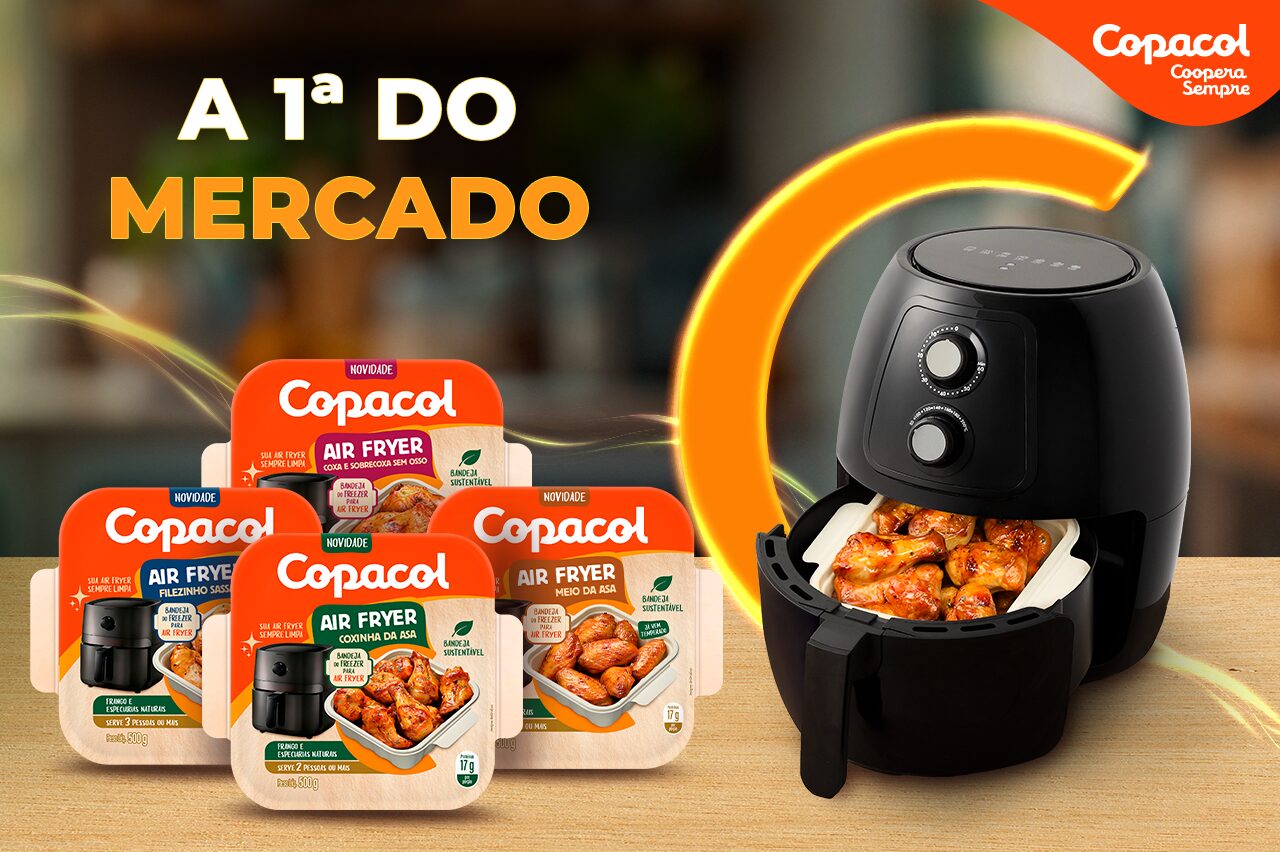 Copacol estreia 1º frango de verdade na bandeja para air fryer.